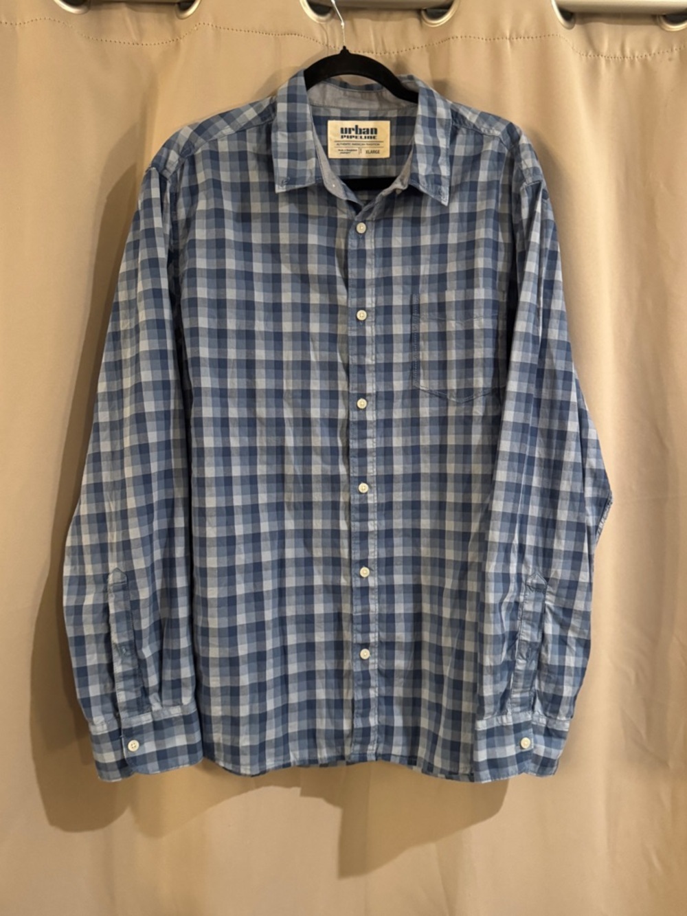 Urban pipeline Light and Navy Blue Plaid Button-Down Shirt
